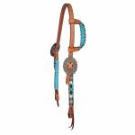 Tabelo Ear Headstall with  Aztec Beaded Trim