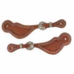 Tabelo Shaped Spur Straps with  Studded Trim